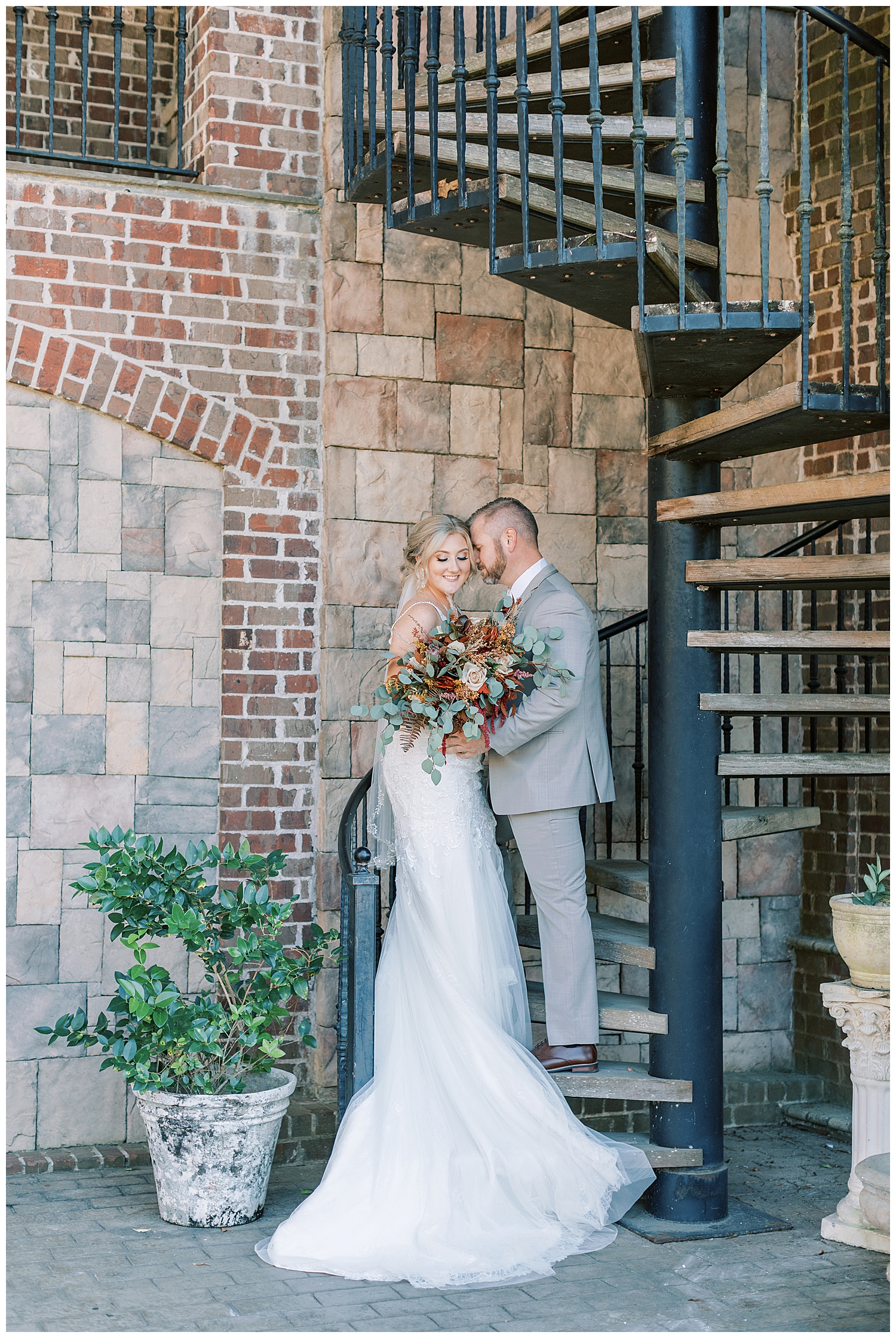 The bride and groom take couple portraits at Three Lakes Manor in Poplarville.