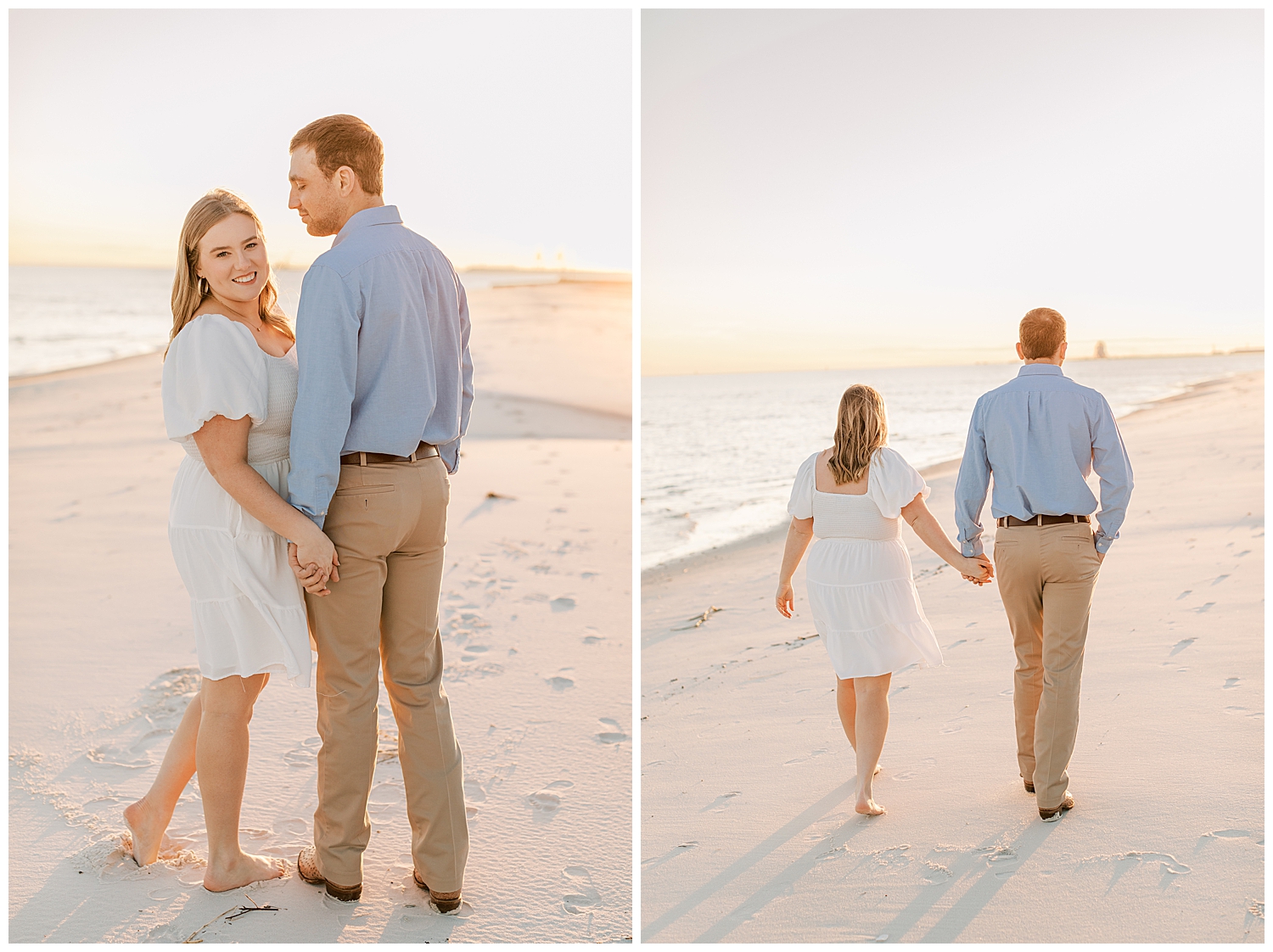 A couple shares a romantic moment on the beach in Gulfport.