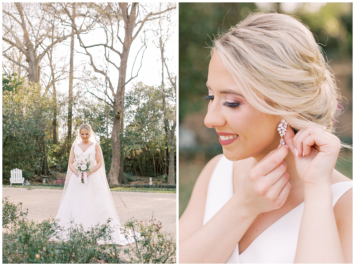 Juliann Riggs Photography captures a bride putting in her earring.